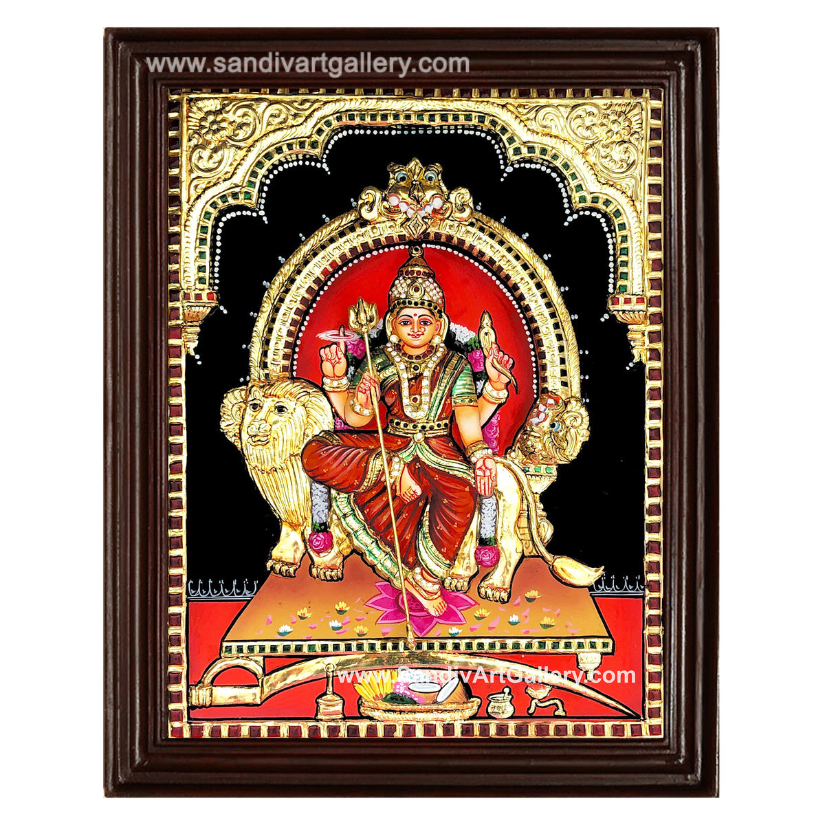 Sowdeshwari Amman 3D Embossed Tanjore Painting