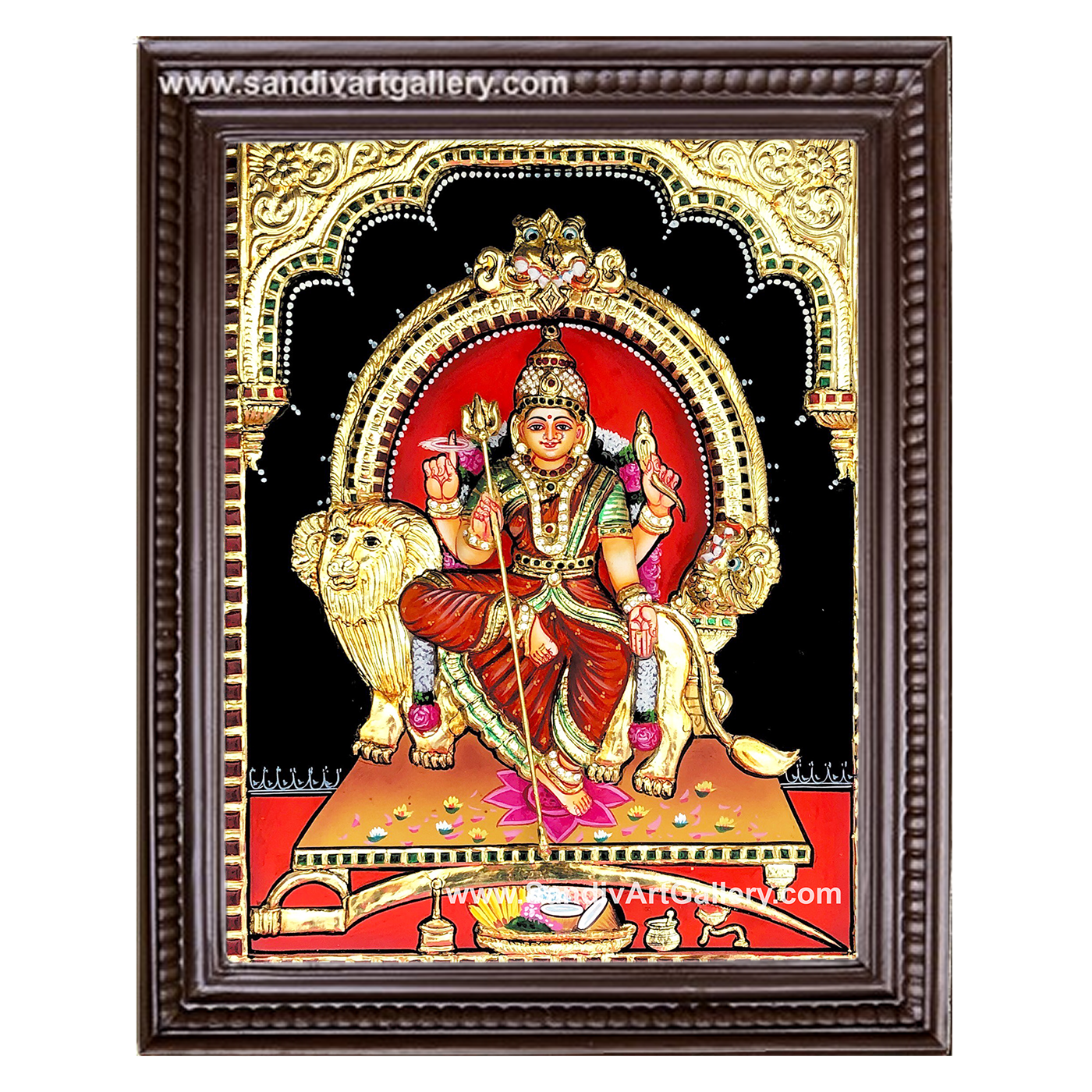 Sowdeshwari Amman 3D Embossed Tanjore Painting