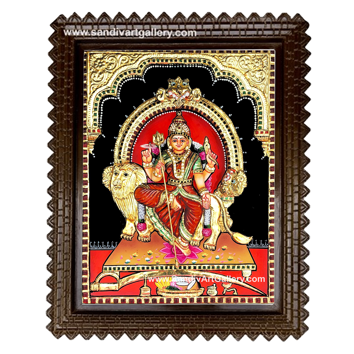 Sowdeshwari Amman 3D Embossed Tanjore Painting