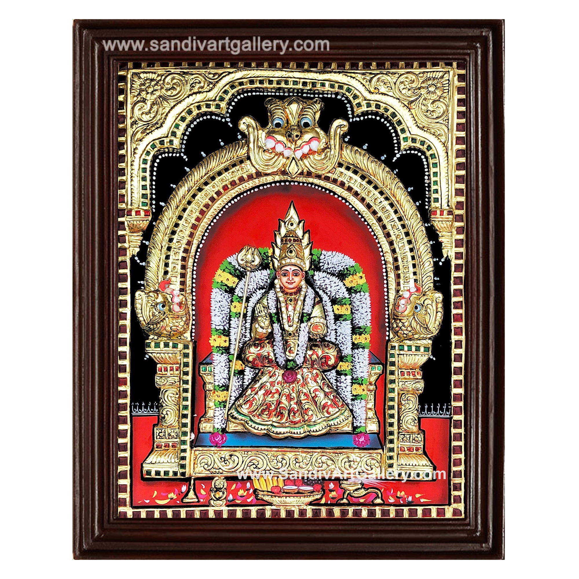 Periyanayaki Amman 3D Embossed Tanjore Painting