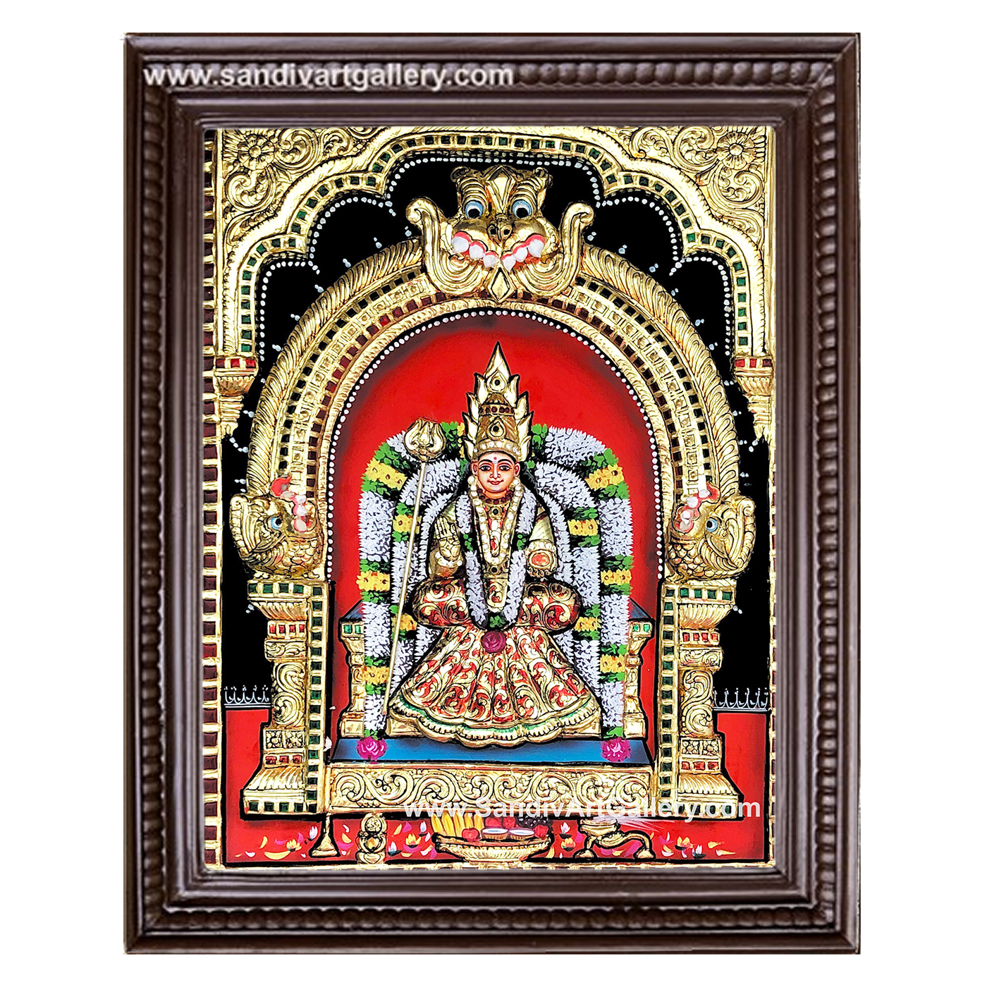Periyanayaki Amman 3D Embossed Tanjore Painting