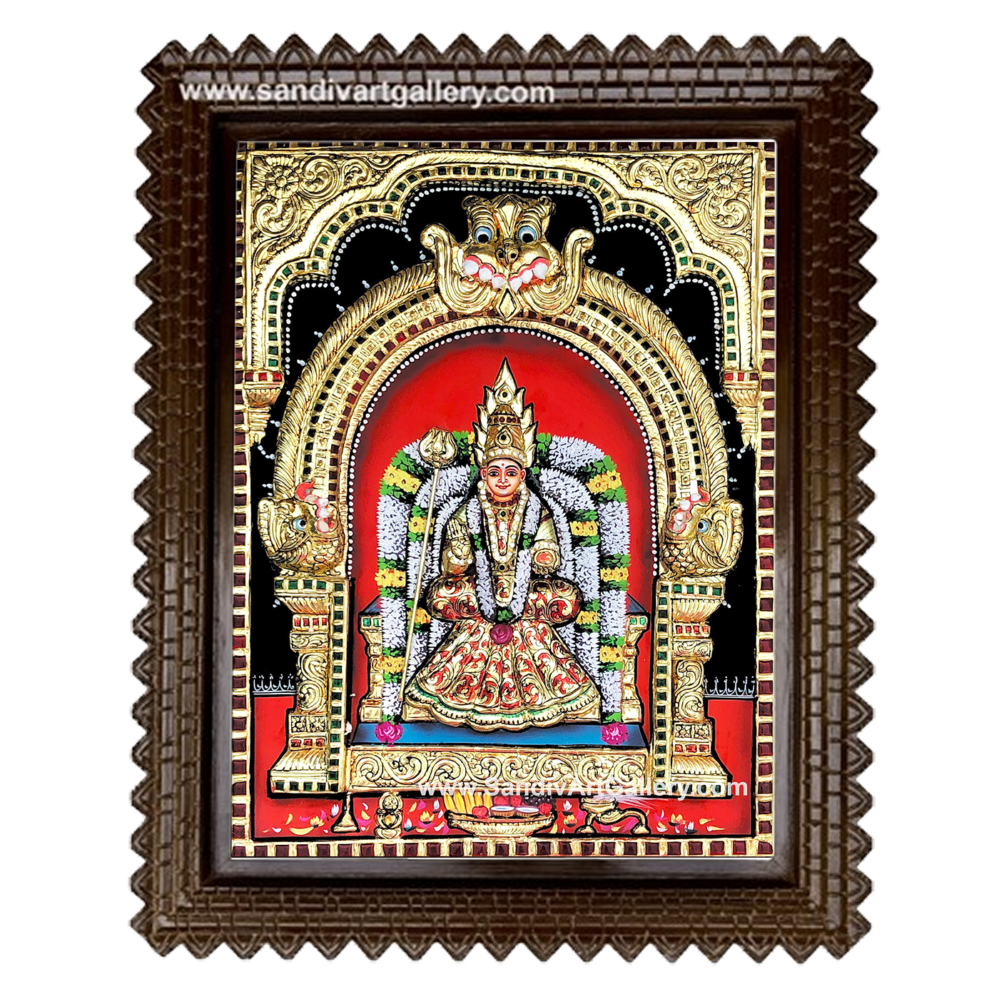 Periyanayaki Amman 3D Embossed Tanjore Painting