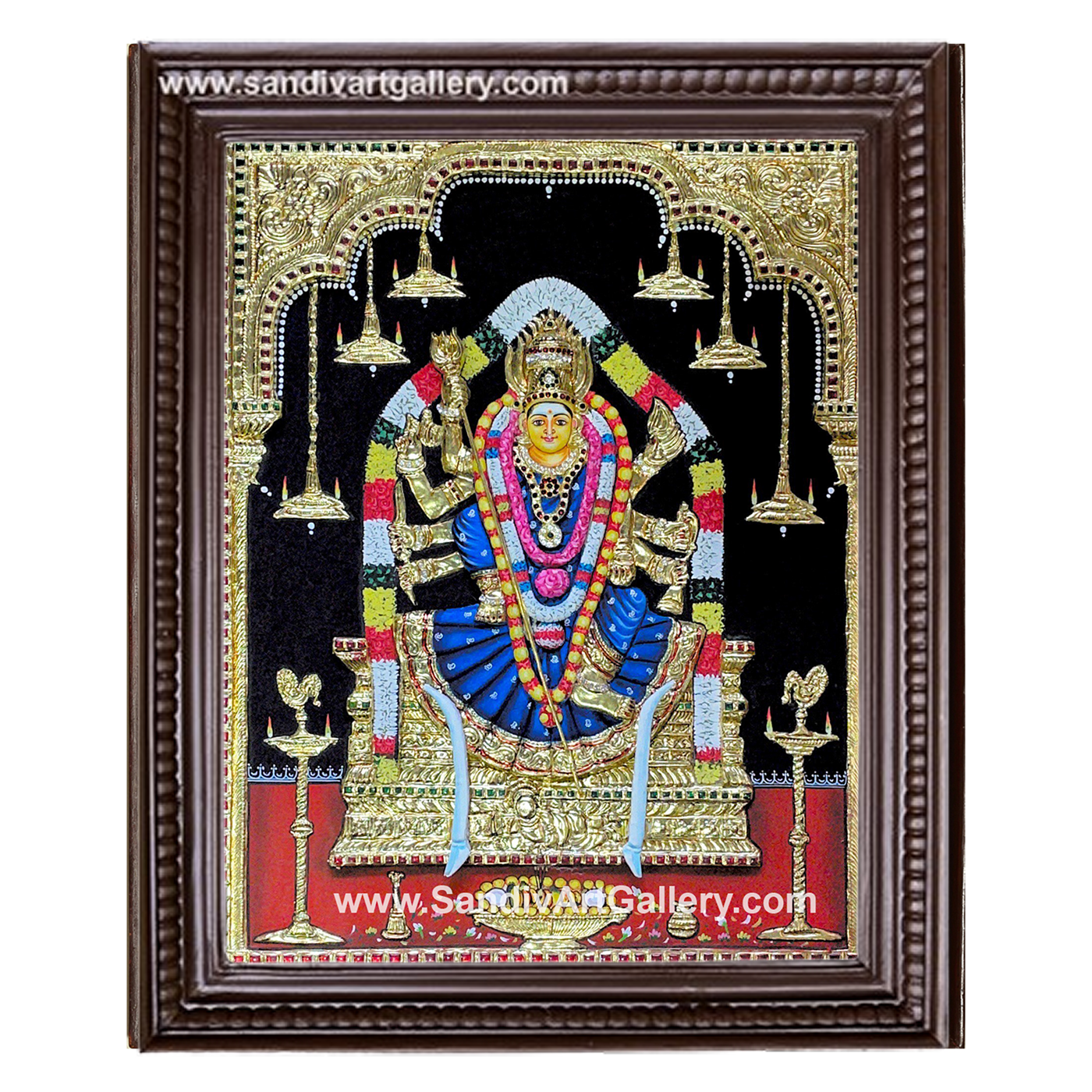 Kavaya Kali Amman 3D Embossed Tanjore Painting