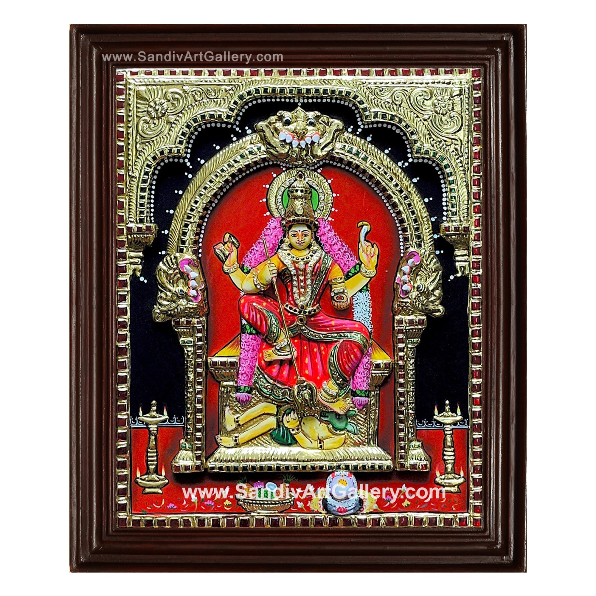 Mulanur Vanji Amman 3D Embossed Tanjore Painting