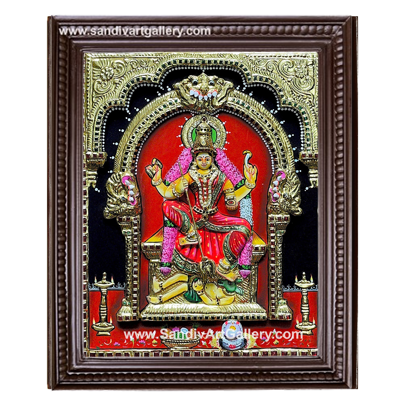 Mulanur Vanji Amman 3D Embossed Tanjore Painting