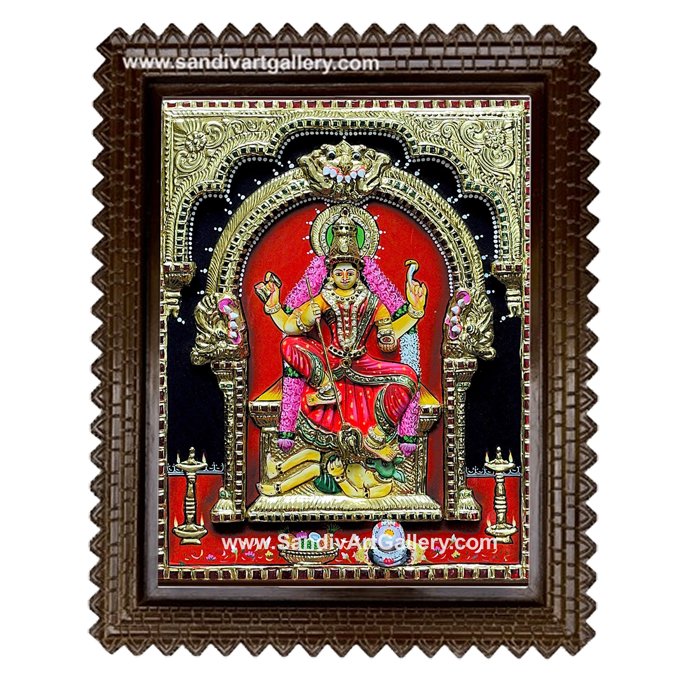 Mulanur Vanji Amman 3D Embossed Tanjore Painting