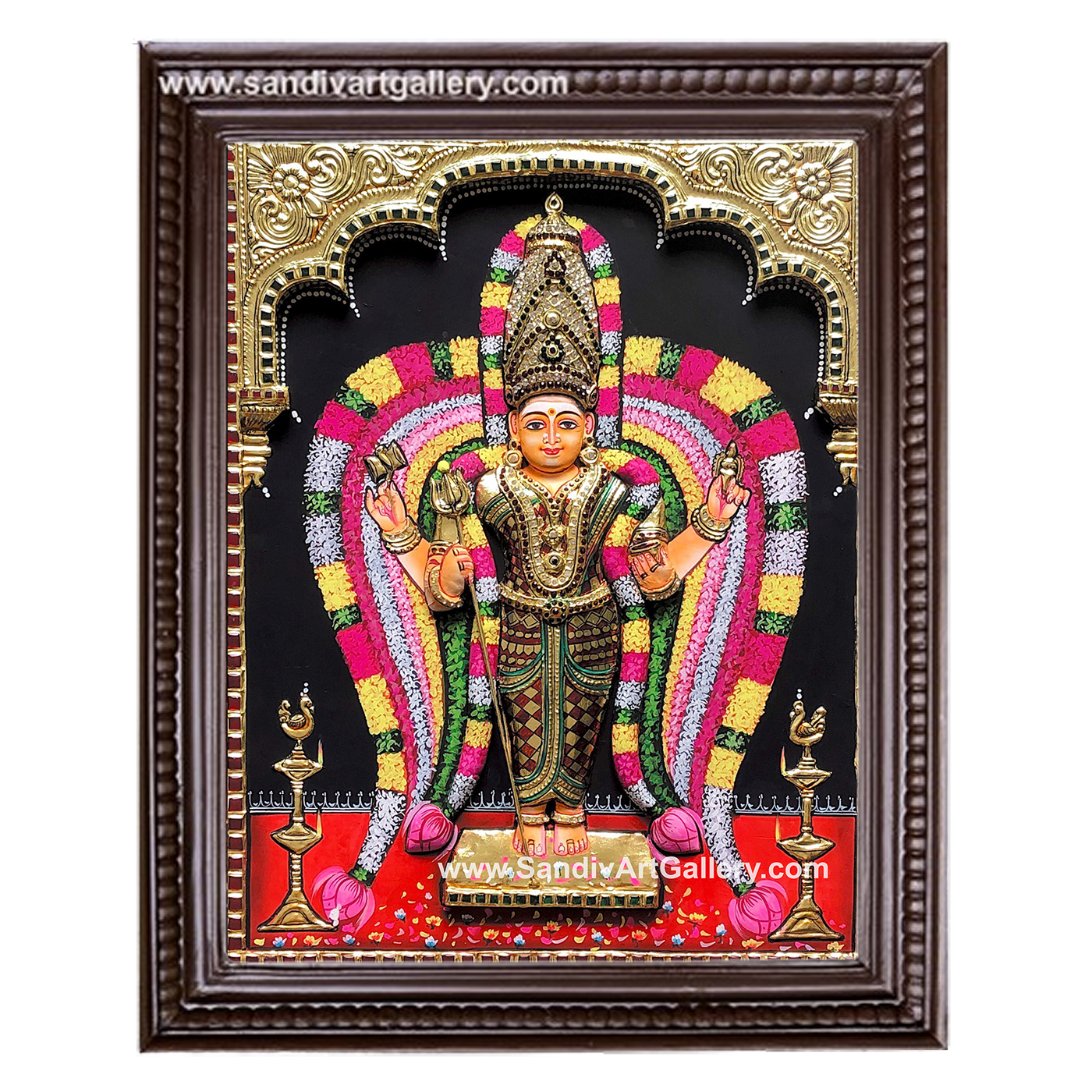 Kongalamman 3D Embossed Tanjore Painting