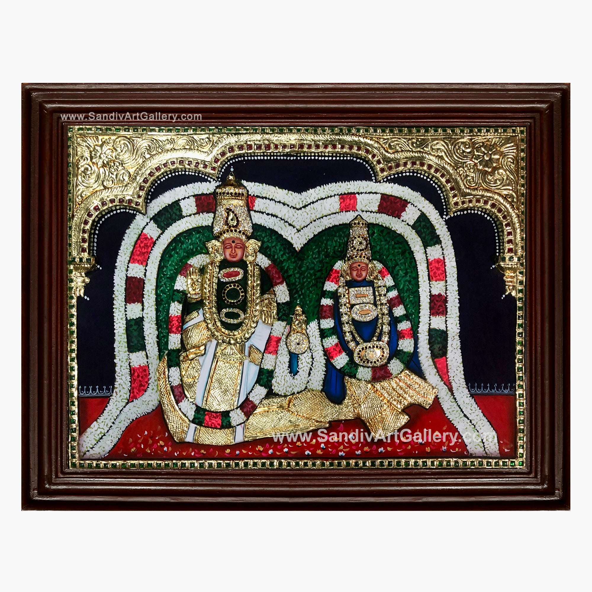 Kadaieashwarar Pangachi Thayar 3D Embossed Tanjore Painting