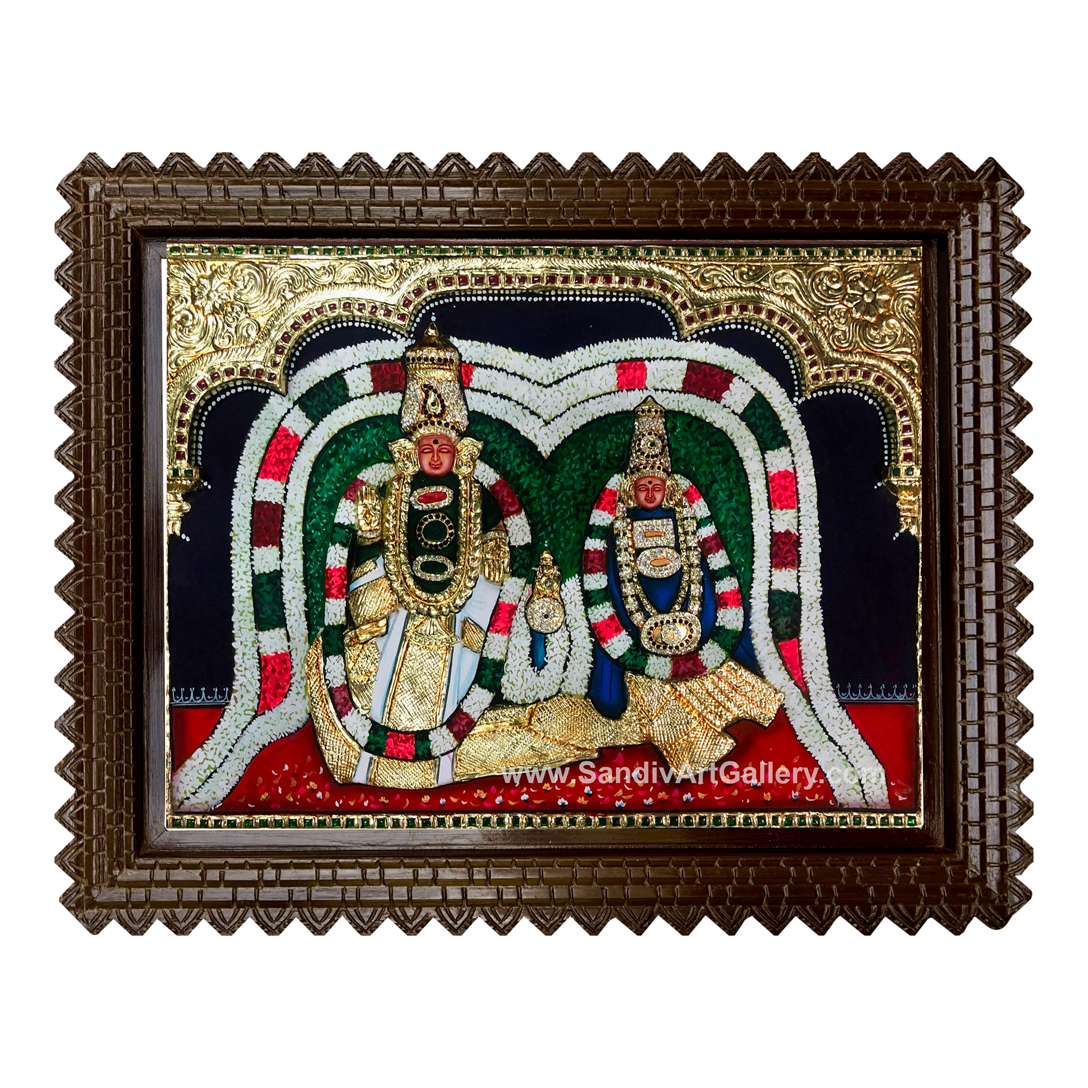 Kadaieashwarar Pangachi Thayar 3D Embossed Tanjore Painting