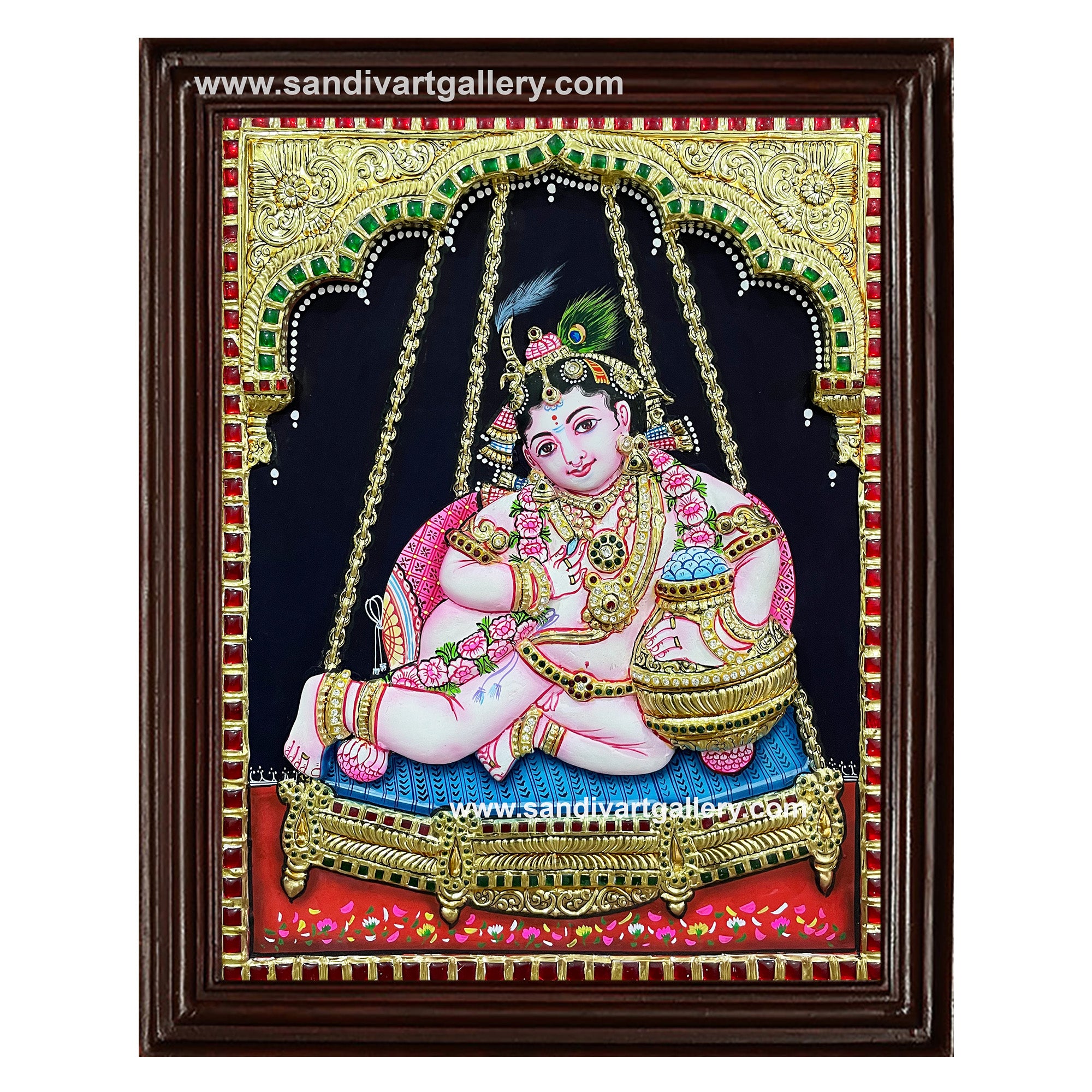 Krishna 3D Embossed Tanjore Painting
