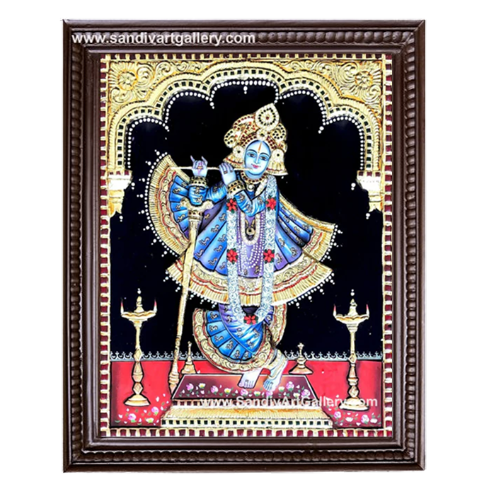 Krishna 3D Embossed Tanjore Painting