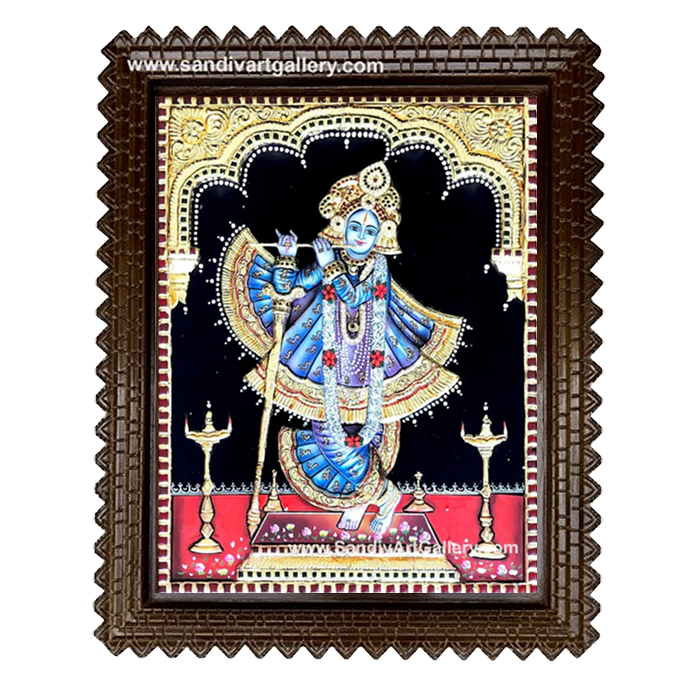 Krishna 3D Embossed Tanjore Painting