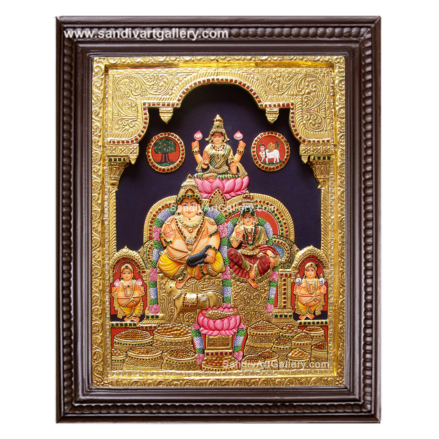 Kuberalakshmi Semi Embossed Tanjore Painting