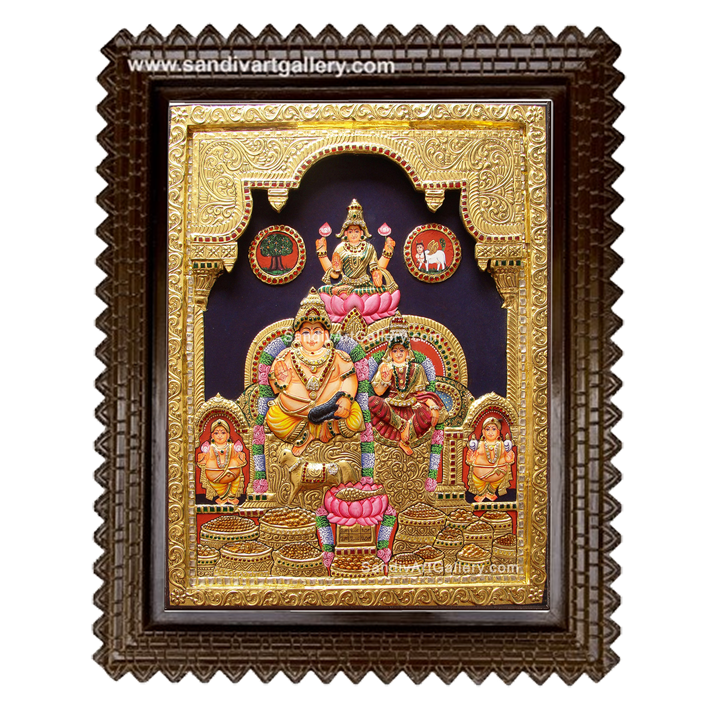 Kuberalakshmi Semi Embossed Tanjore Painting