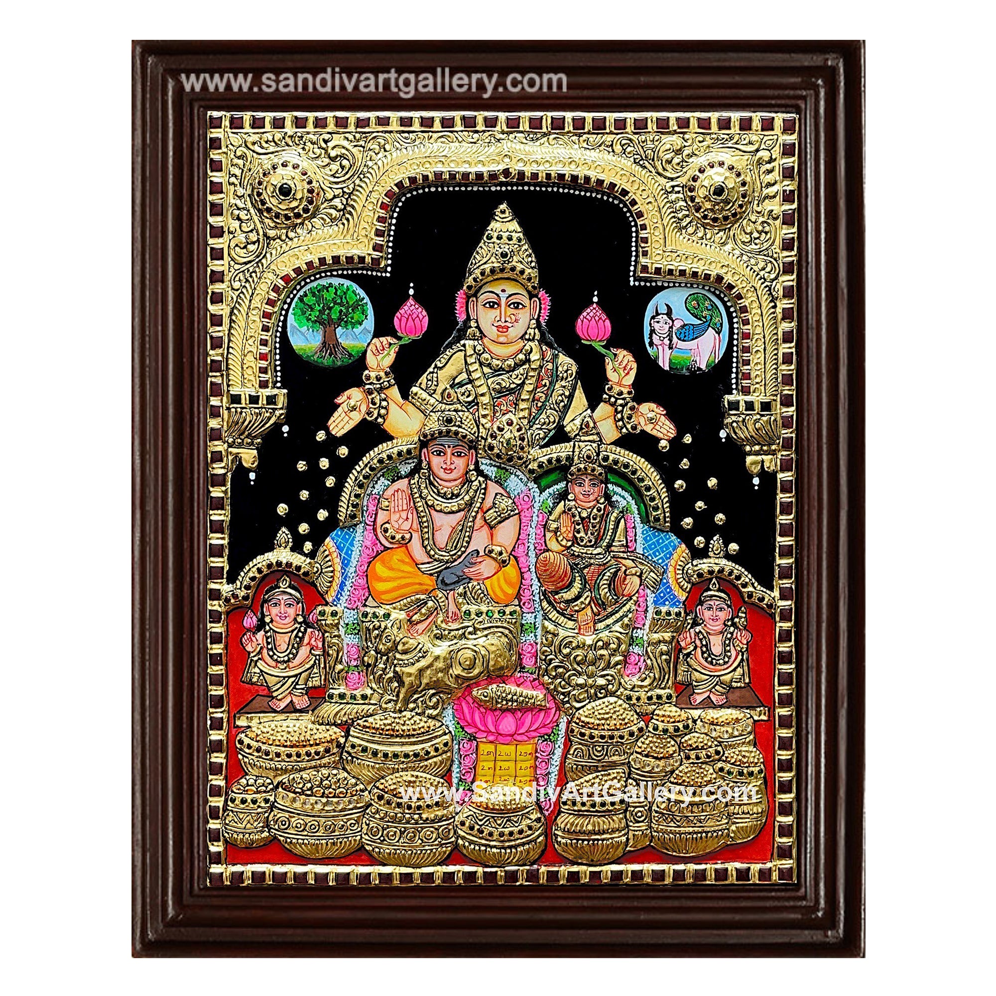 Kubera Lakshmi Semi Embossed Tanjore Painting
