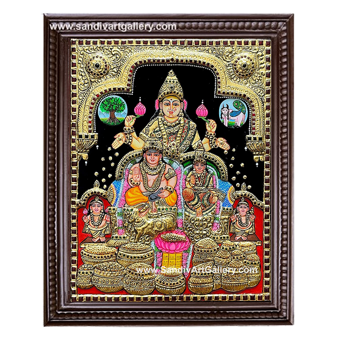 Kubera Lakshmi Semi Embossed Tanjore Painting