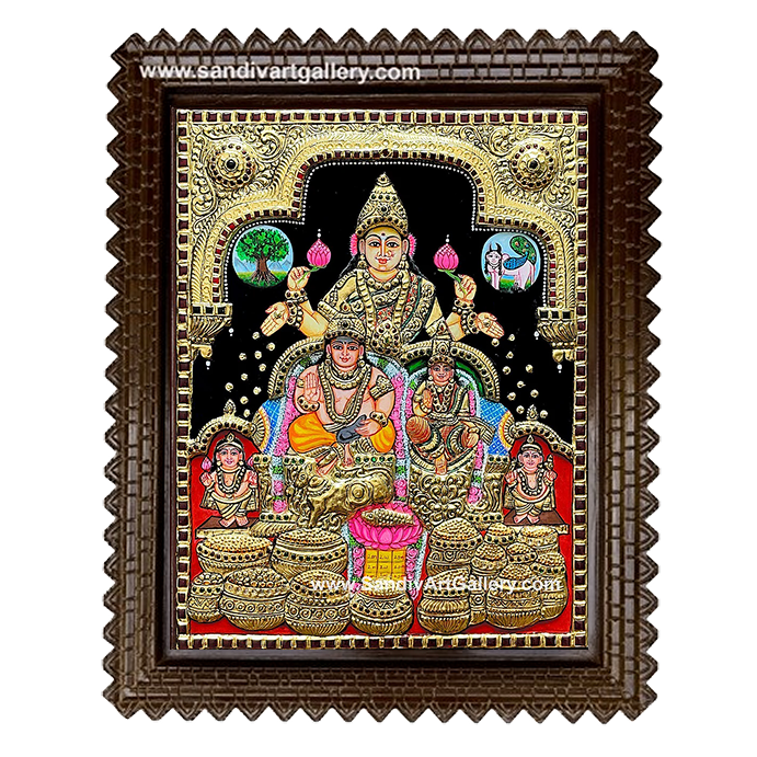 Kubera Lakshmi Semi Embossed Tanjore Painting