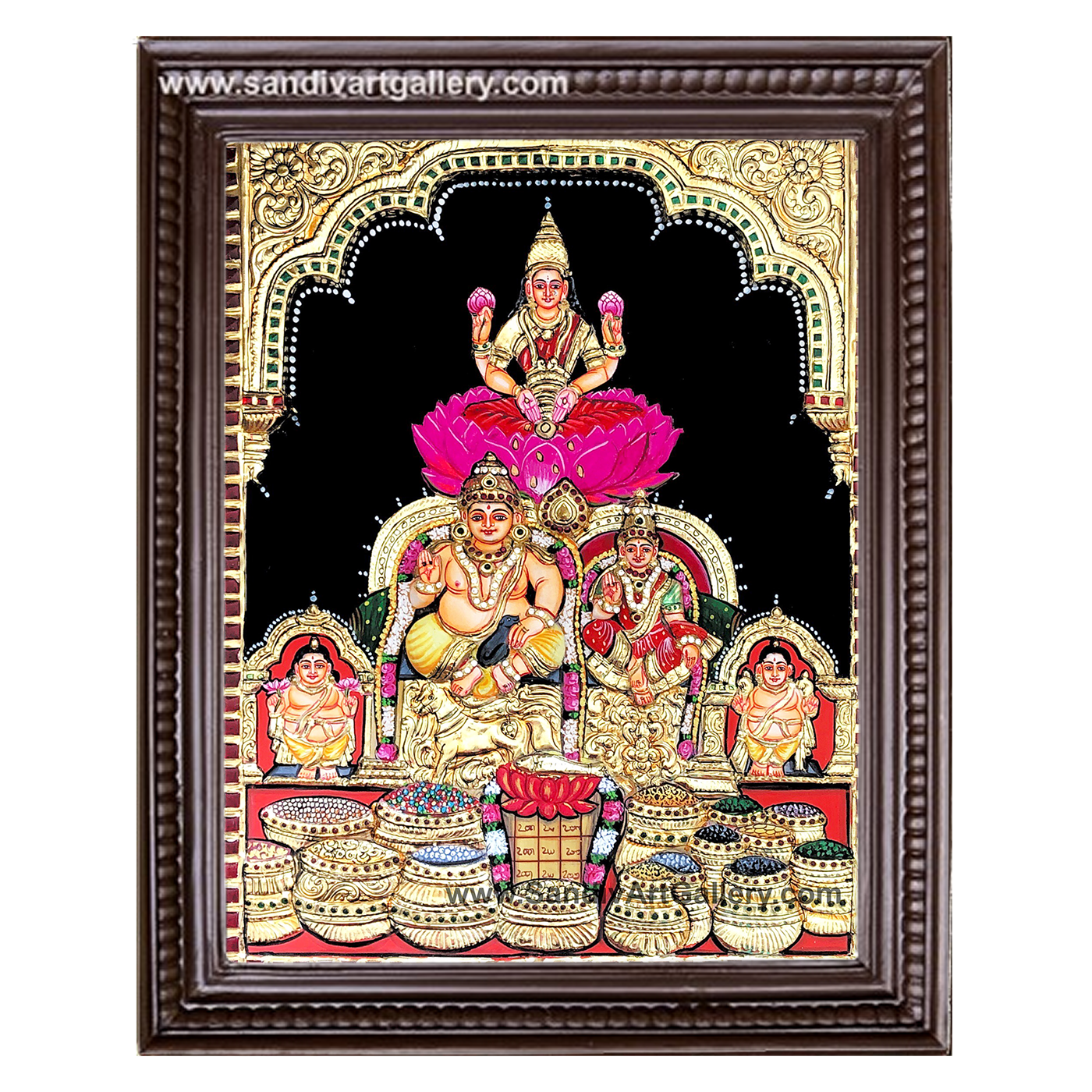 Kubera Lakshmi 3D Super Embossed Tanjore Painting