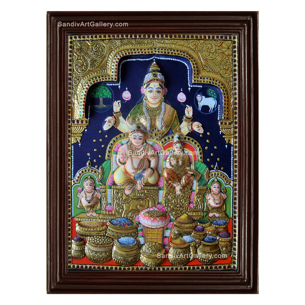 Kubera Lakshmi 3D Embossed Tanjore Painting1