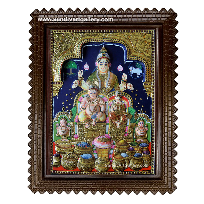 Kubera Lakshmi 3D Embossed Tanjore Painting1