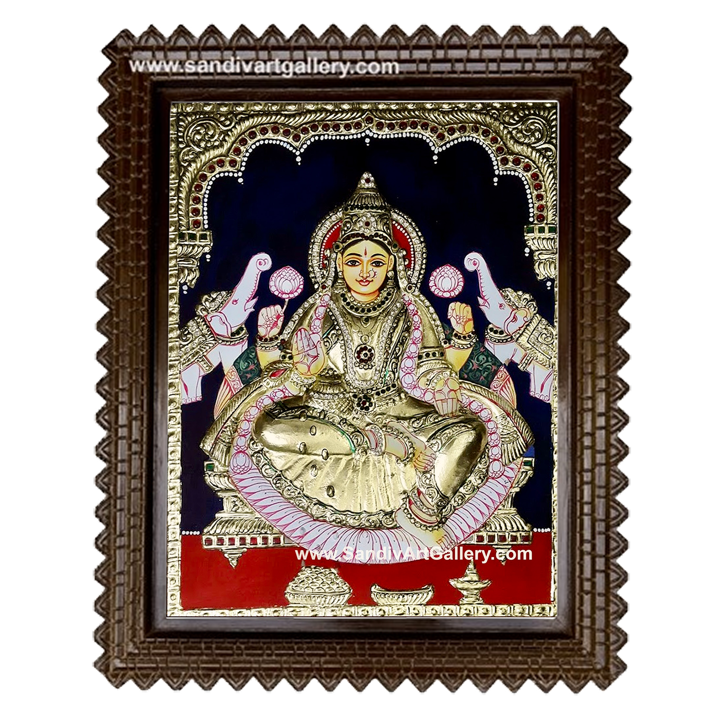 Gajalakshmi 2D Embossed Tanjore Painting