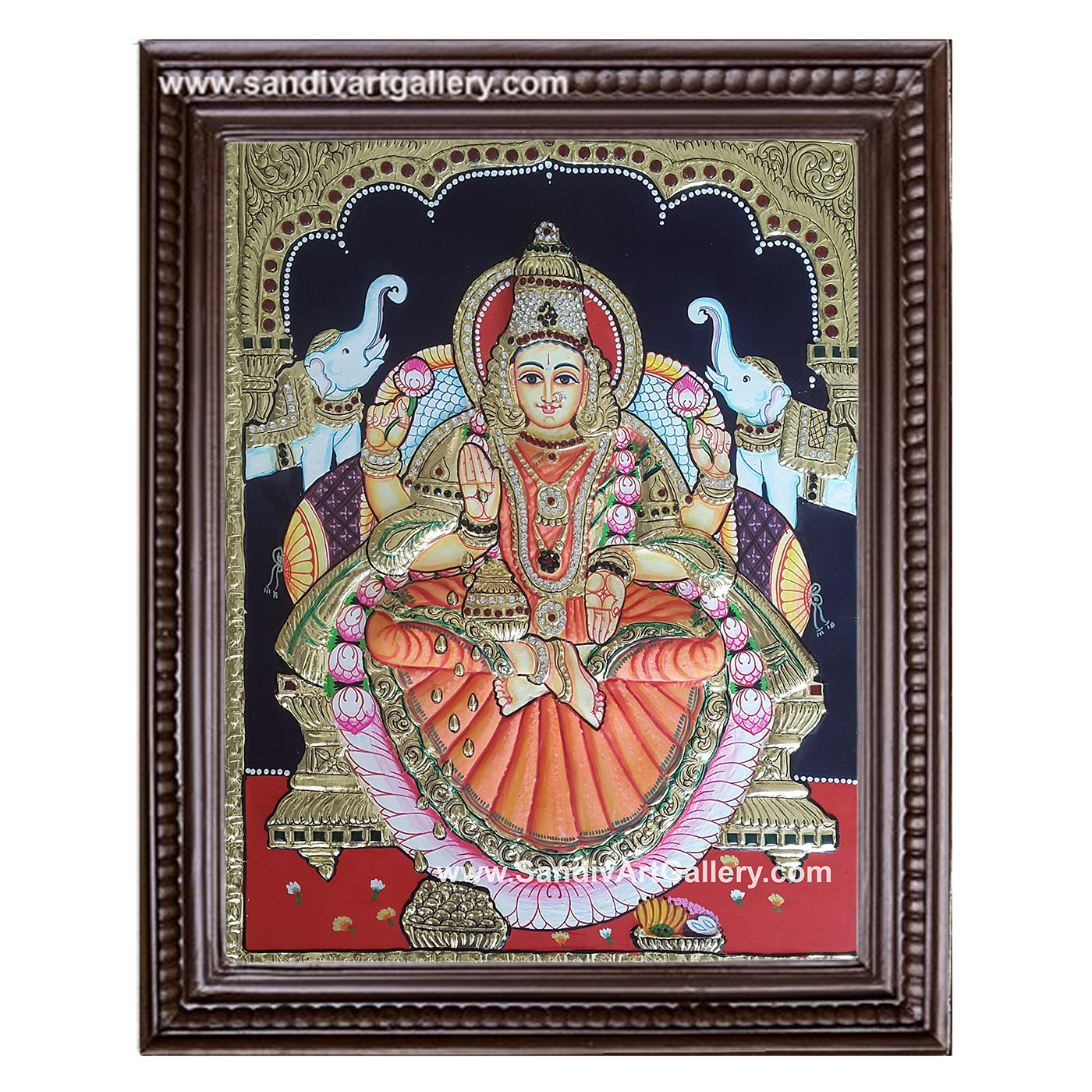 Gaja Lakshmi 2D Embossed Tanjore Painting