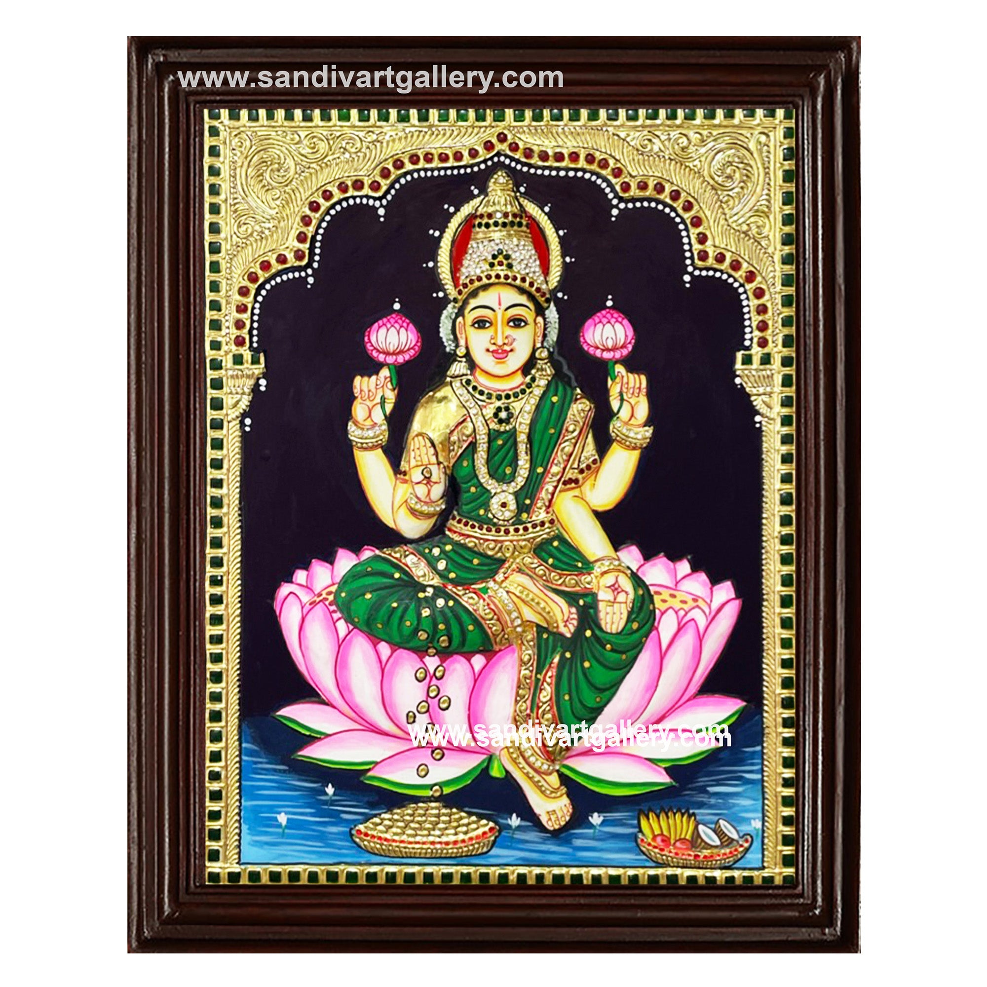 Gaja Lakshmi 2D Embossed Tanjore Painting