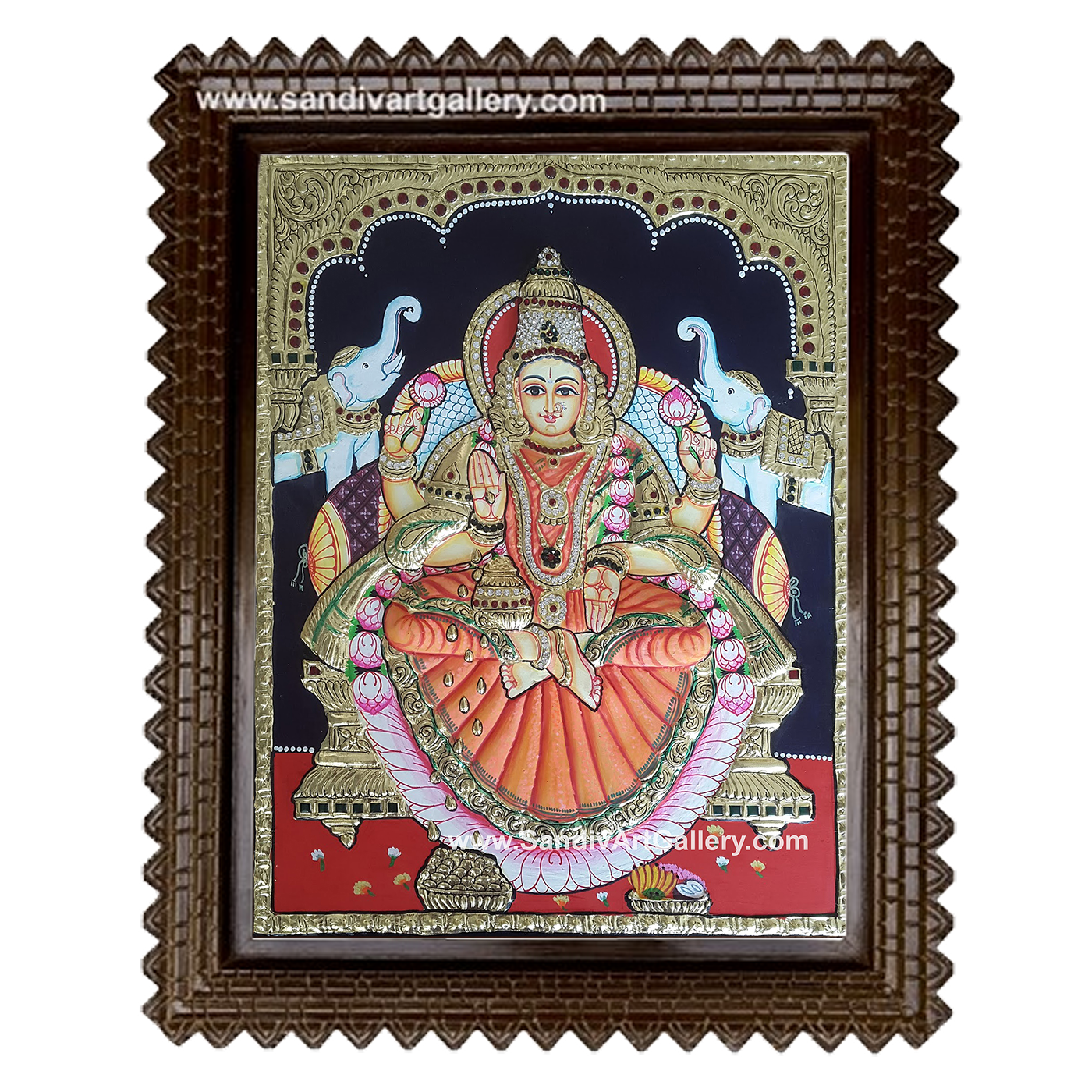Gaja Lakshmi 2D Embossed Tanjore Painting