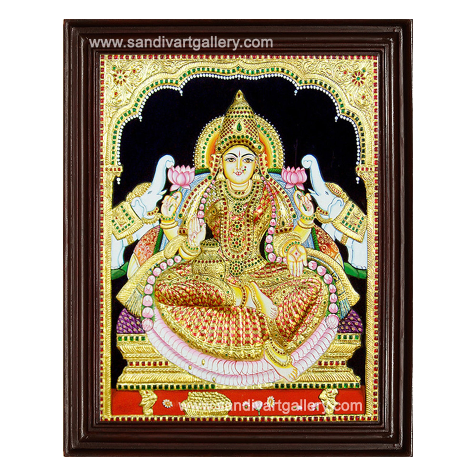 Ghaja Lakshmi Semi Embossed Tanjore Painting2
