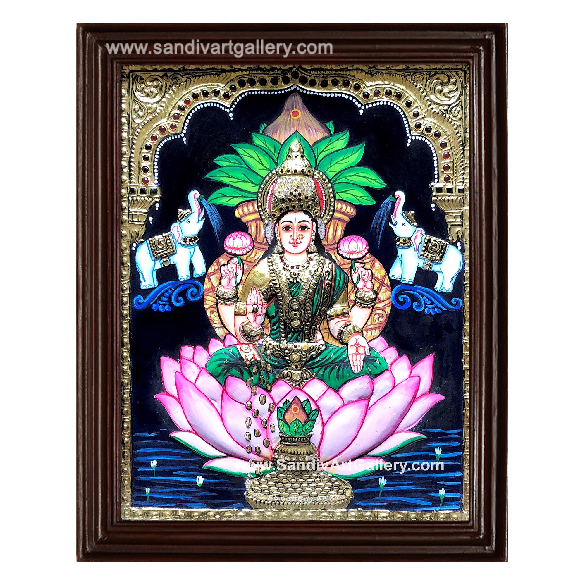 Varalakshmi Semi Embossed Tanjore Painting
