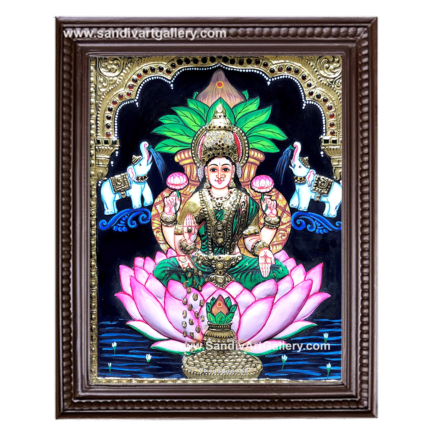 Varalakshmi Semi Embossed Tanjore Painting