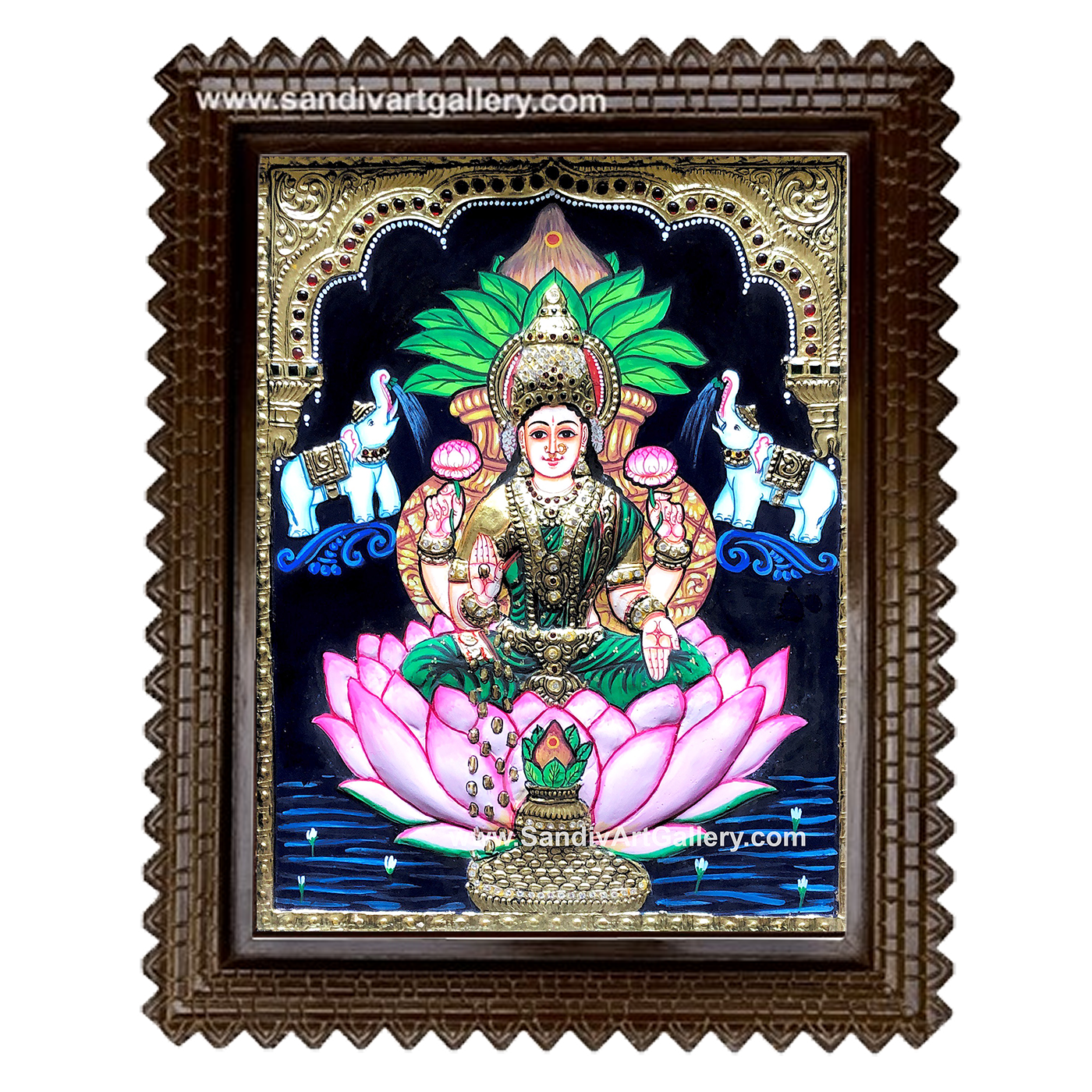 Varalakshmi Semi Embossed Tanjore Painting