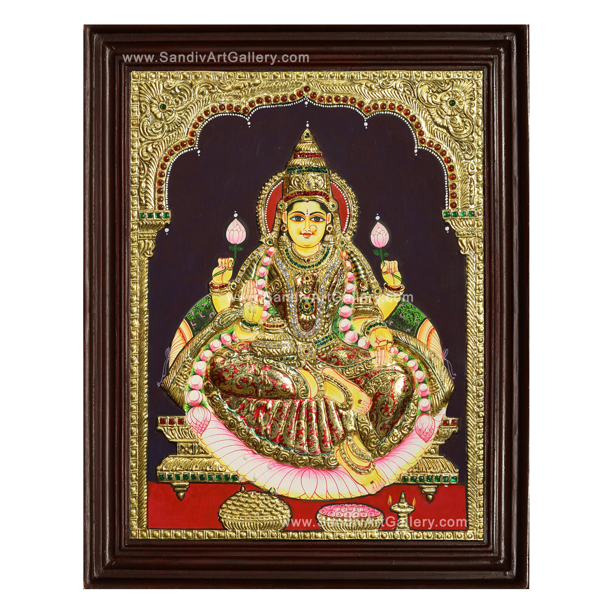Mahalakshmi Semi Embossed Tanjore Painting