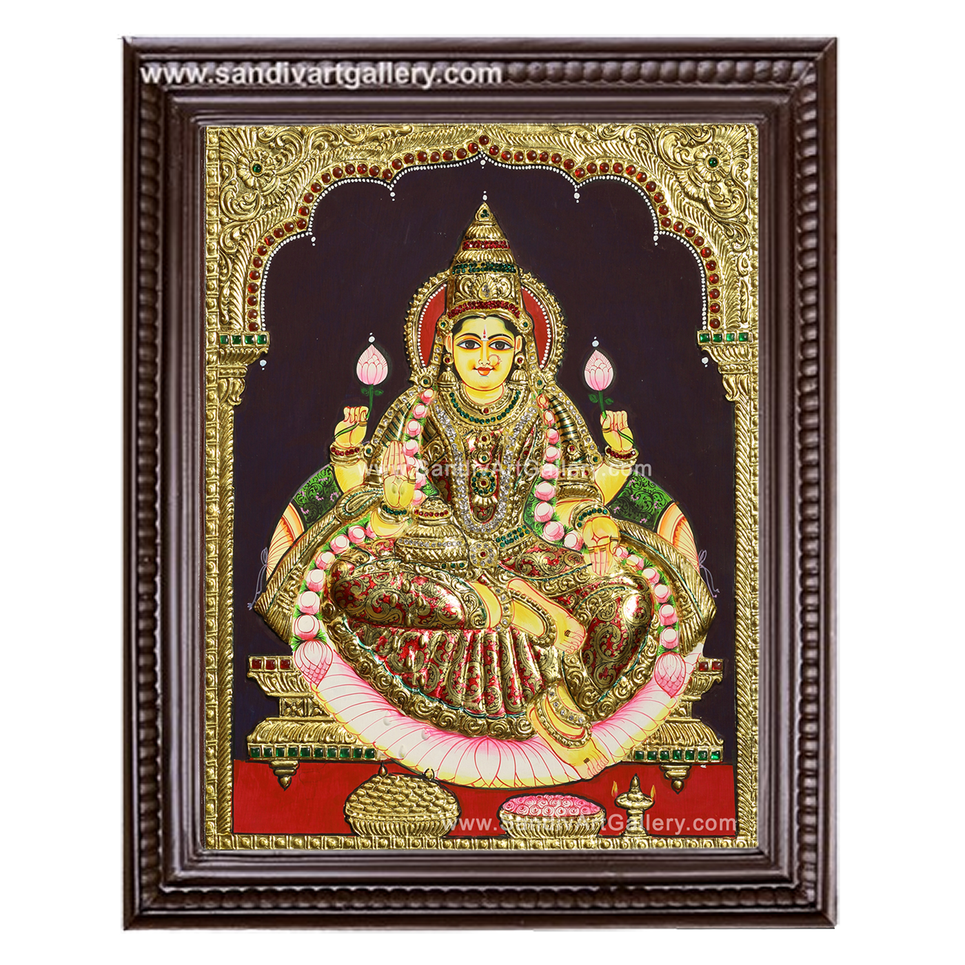 Mahalakshmi Semi Embossed Tanjore Painting
