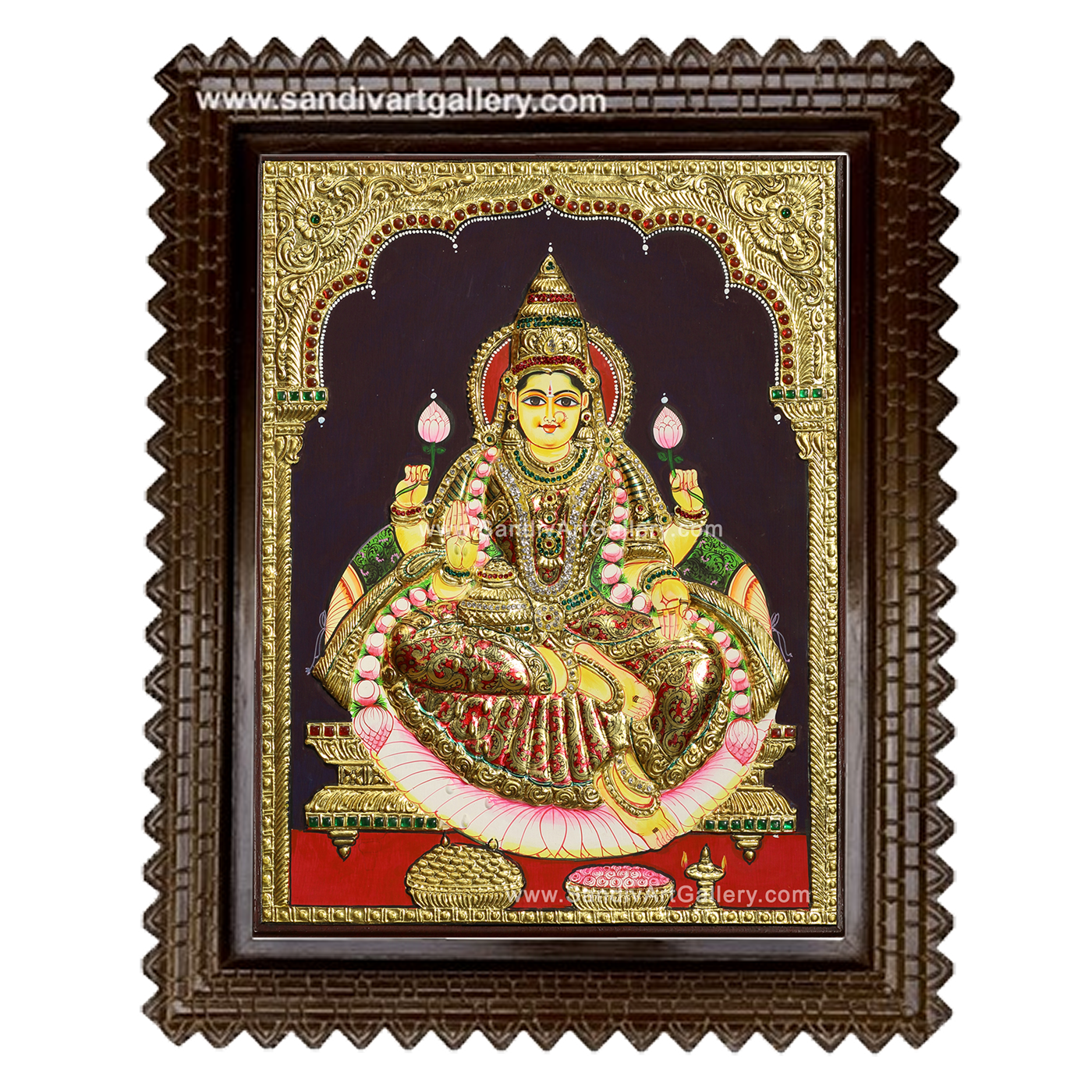 Mahalakshmi Semi Embossed Tanjore Painting