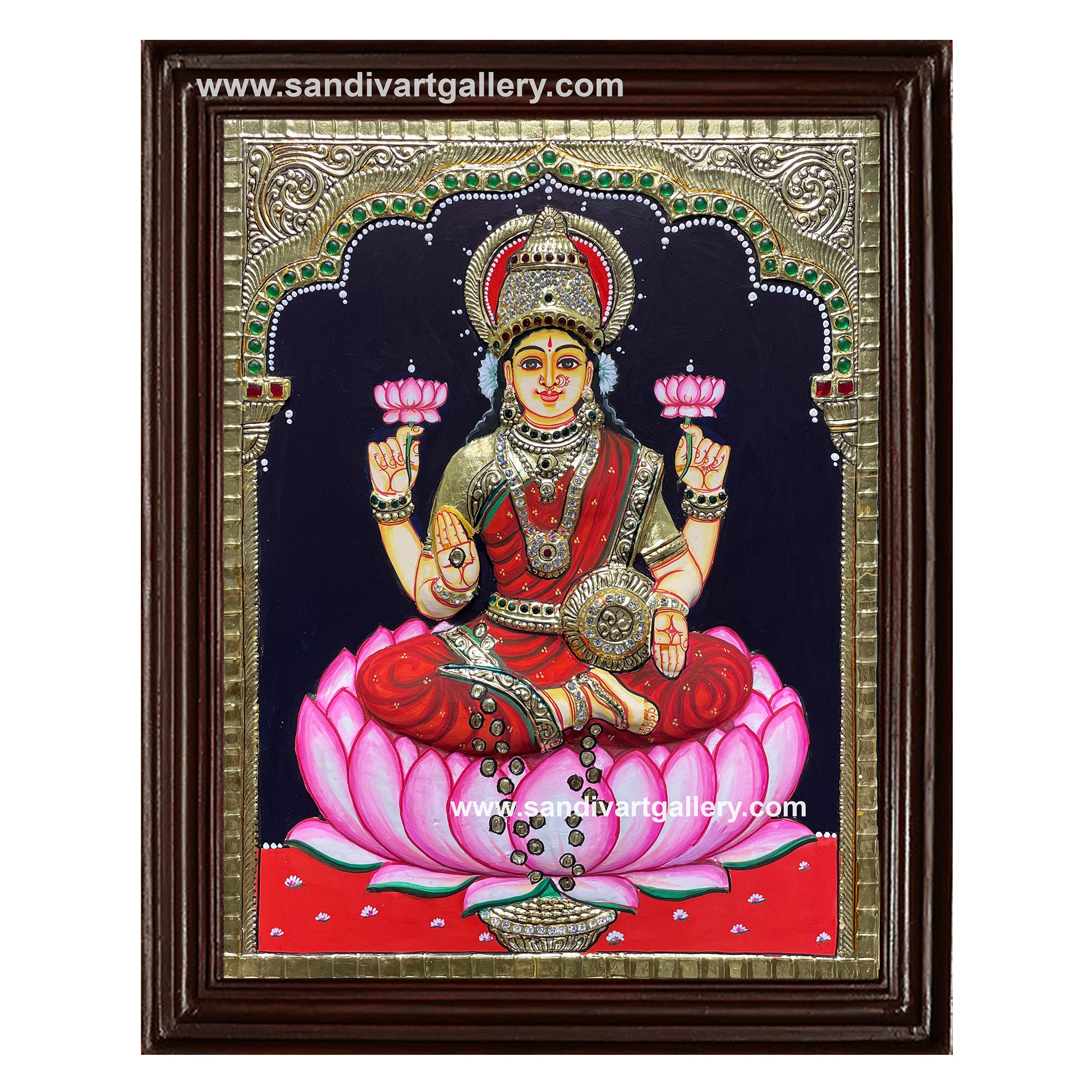 Mahalakshmi Semi Embossed Tanjore Painting