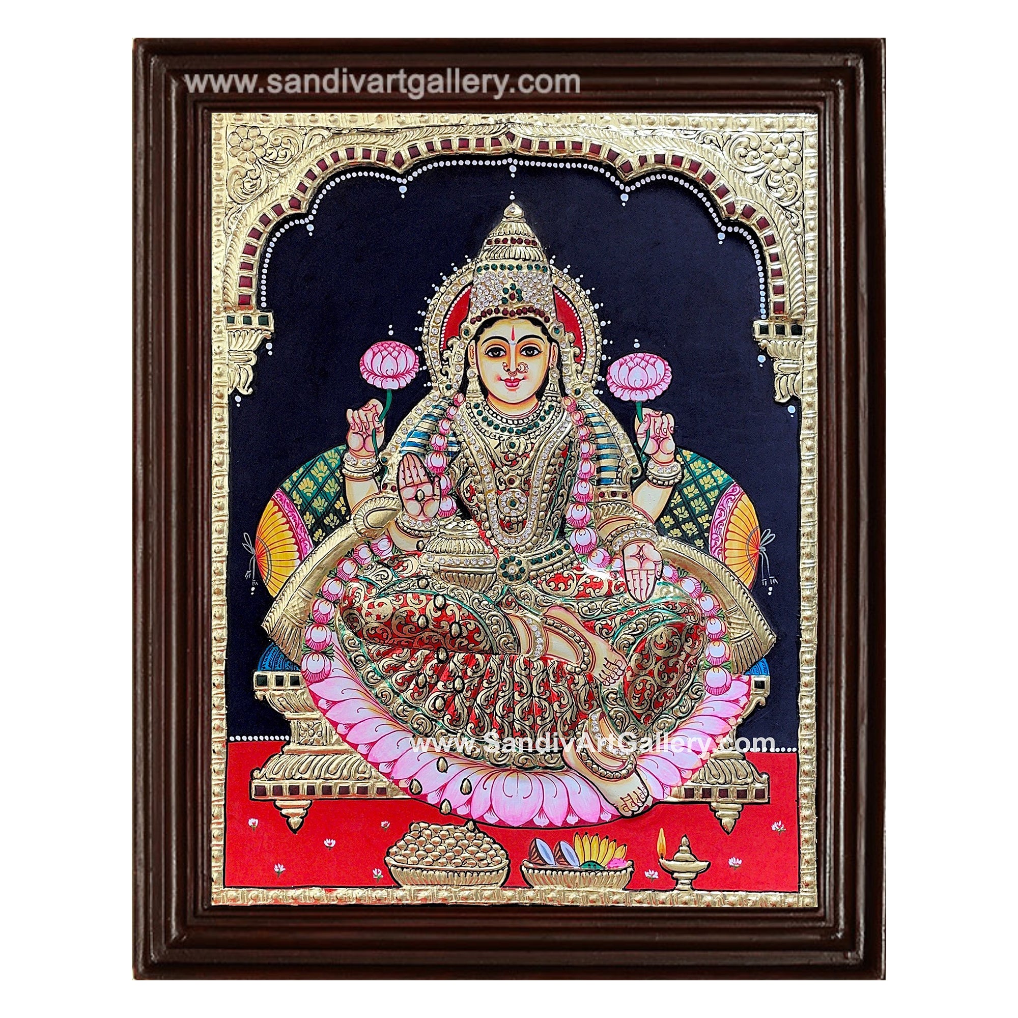 Lakshmi Semi Embossed Tanjore Painting1