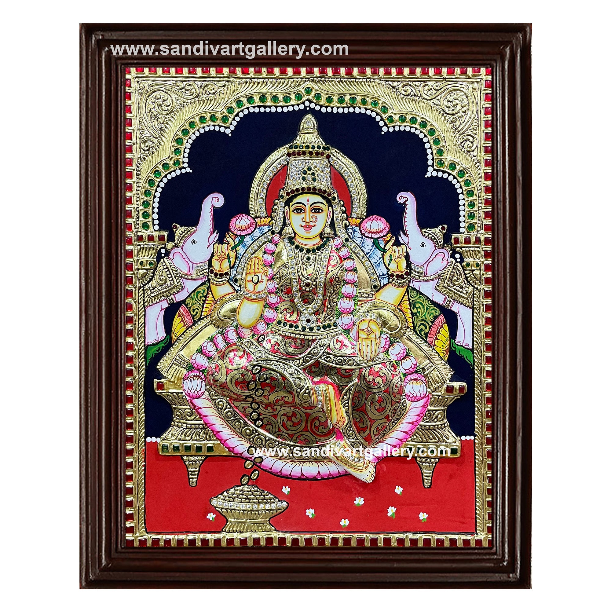 Lakshmi Semi Embossed Tanjore Painting1