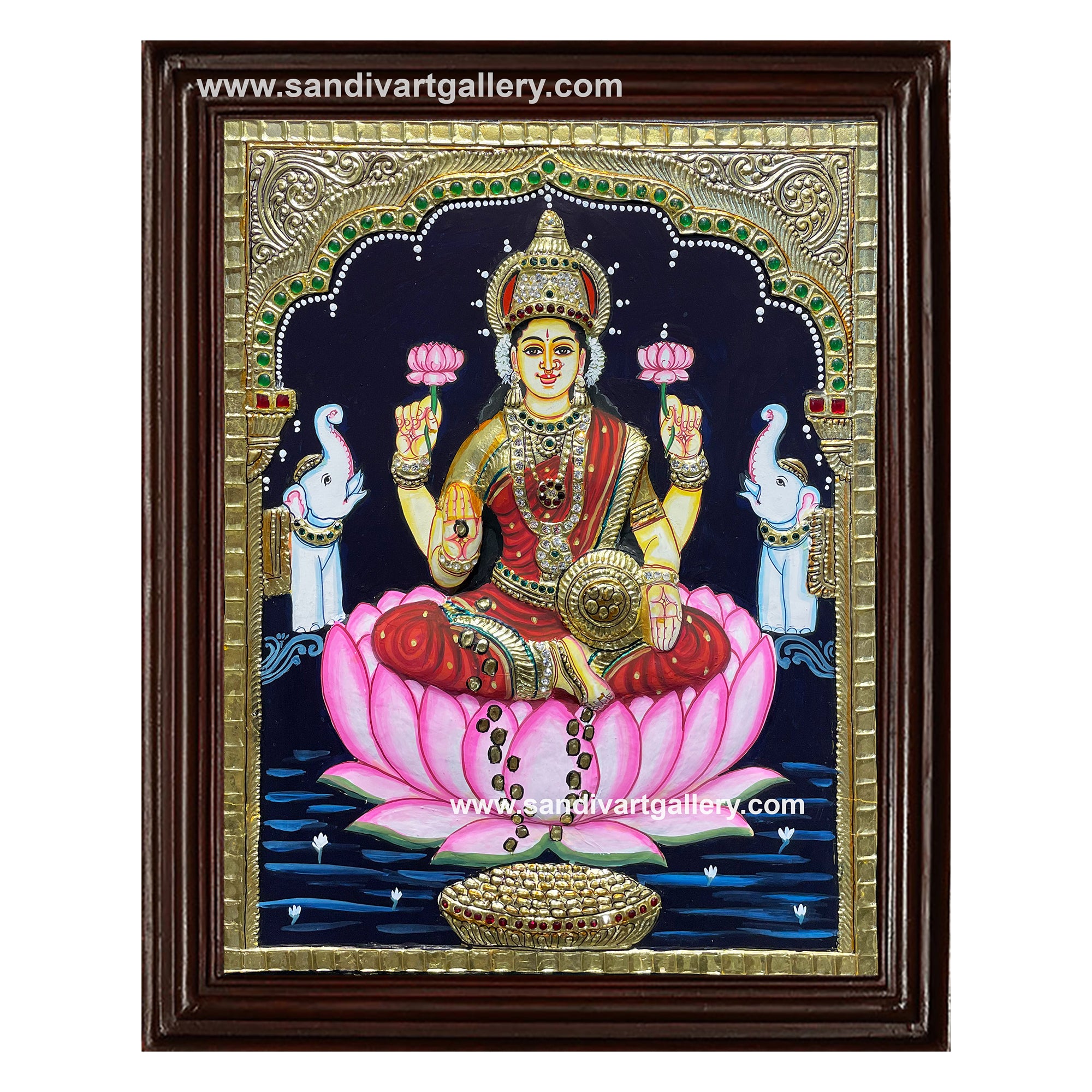 Gajalakshmi Semi Embossed Tanjore Painting