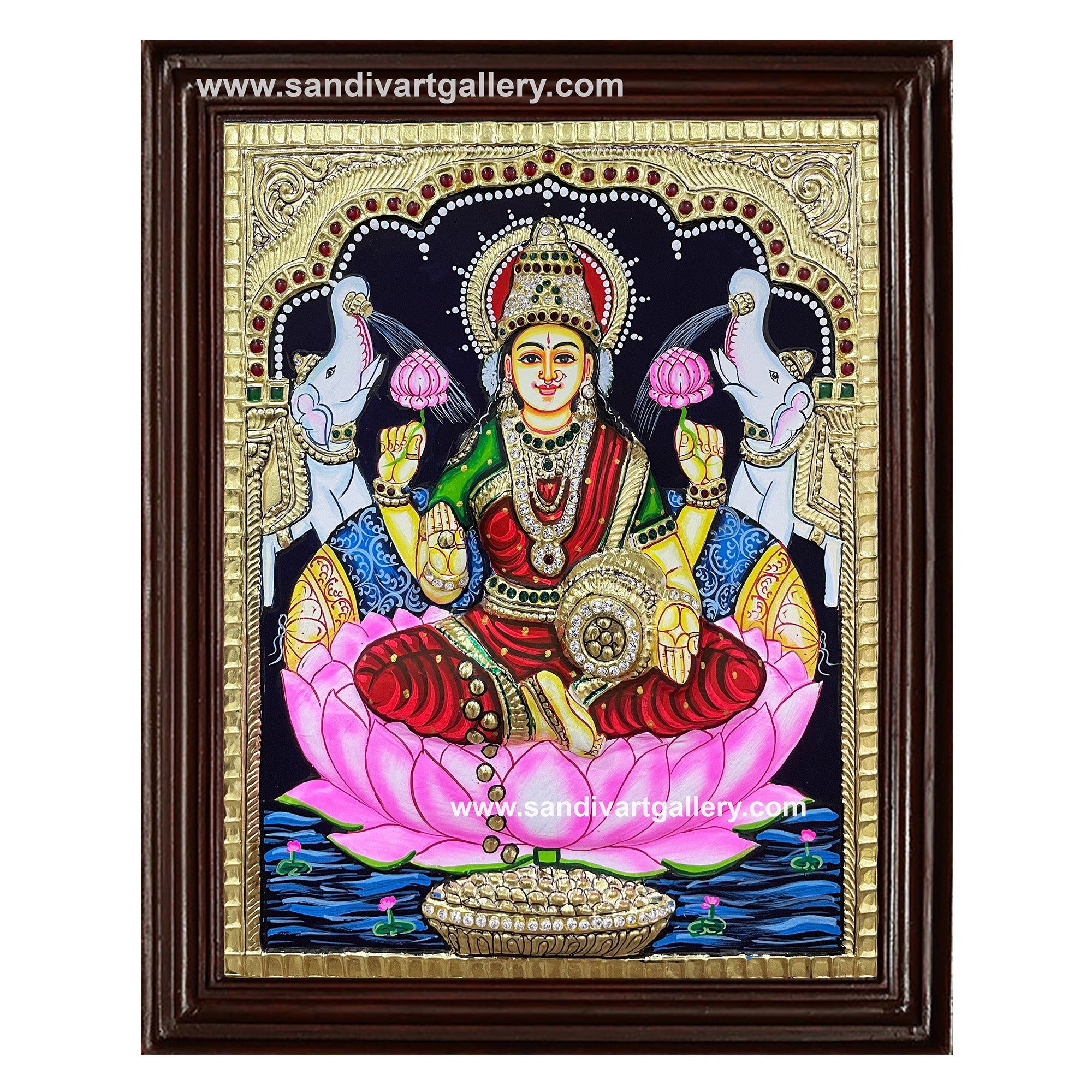 Gajalakshmi Semi Embossed Tanjore Painting