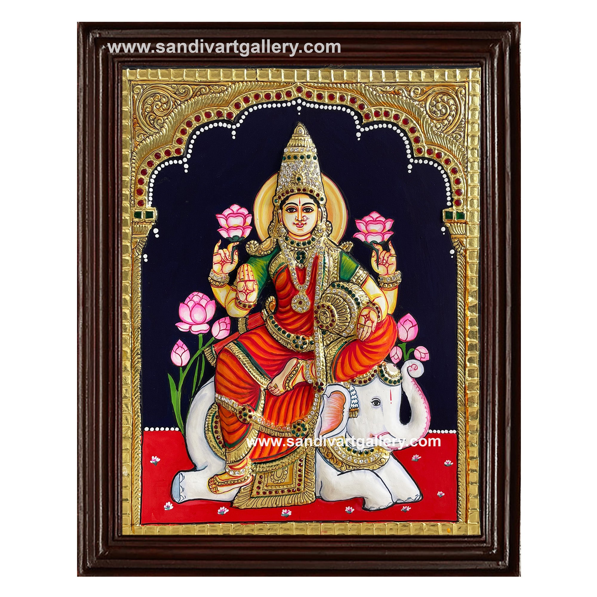 Gajalakshmi Semi Embossed Tanjore Painting