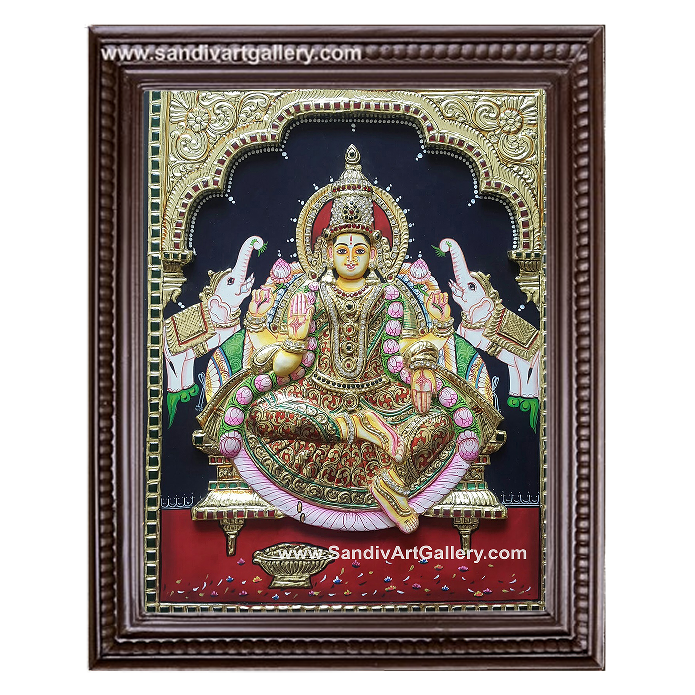 Gajalakshmi 3D Embossed Tanjore Painting