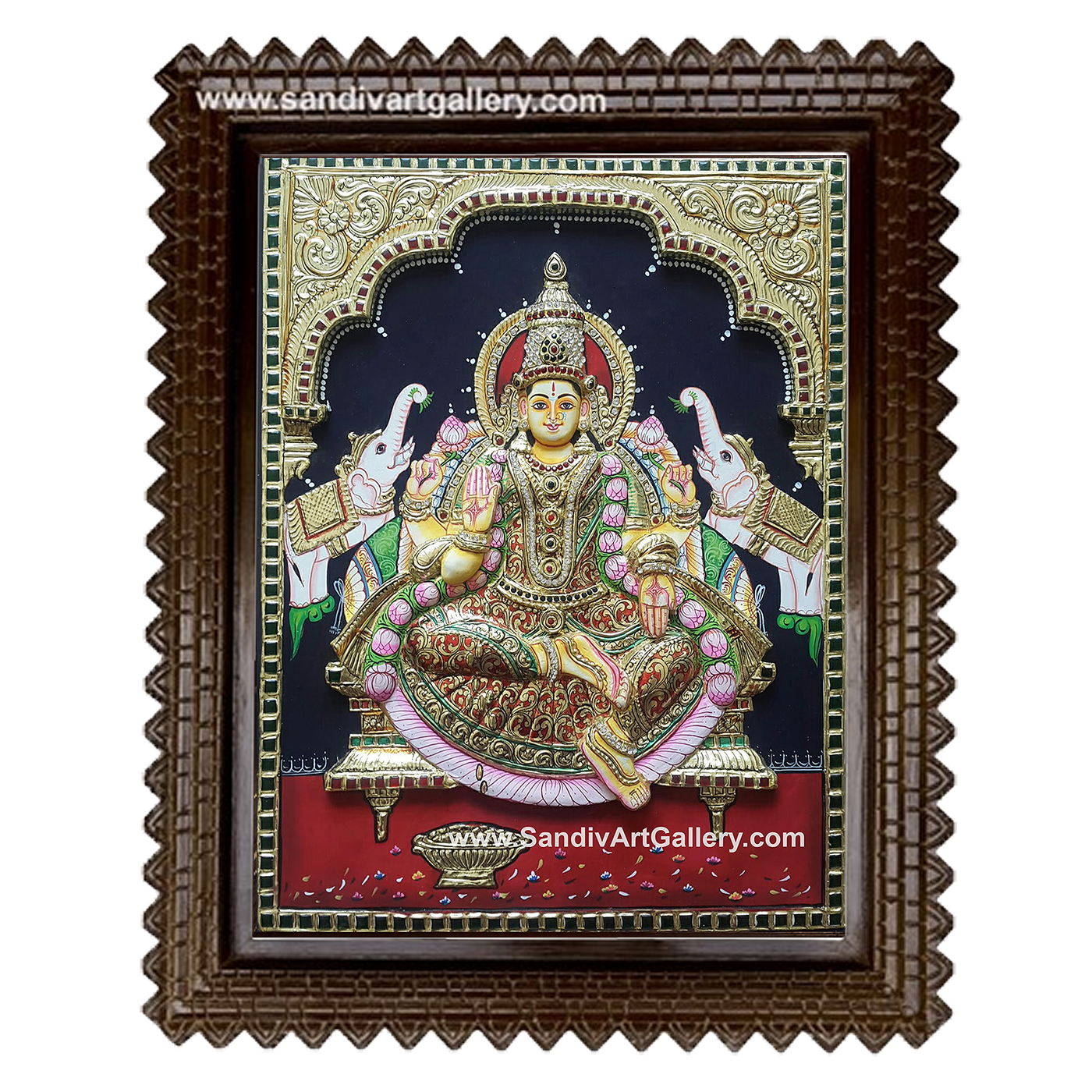 Gajalakshmi 3D Embossed Tanjore Painting