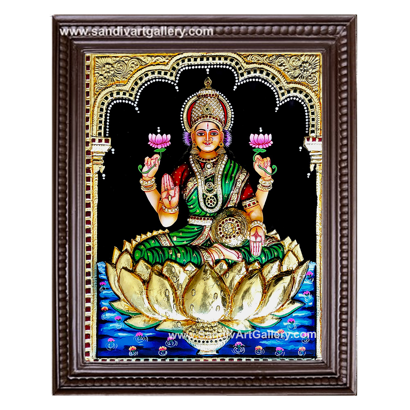 Goddess Lakshmi Devi 3D Embossed Tanjore Painting