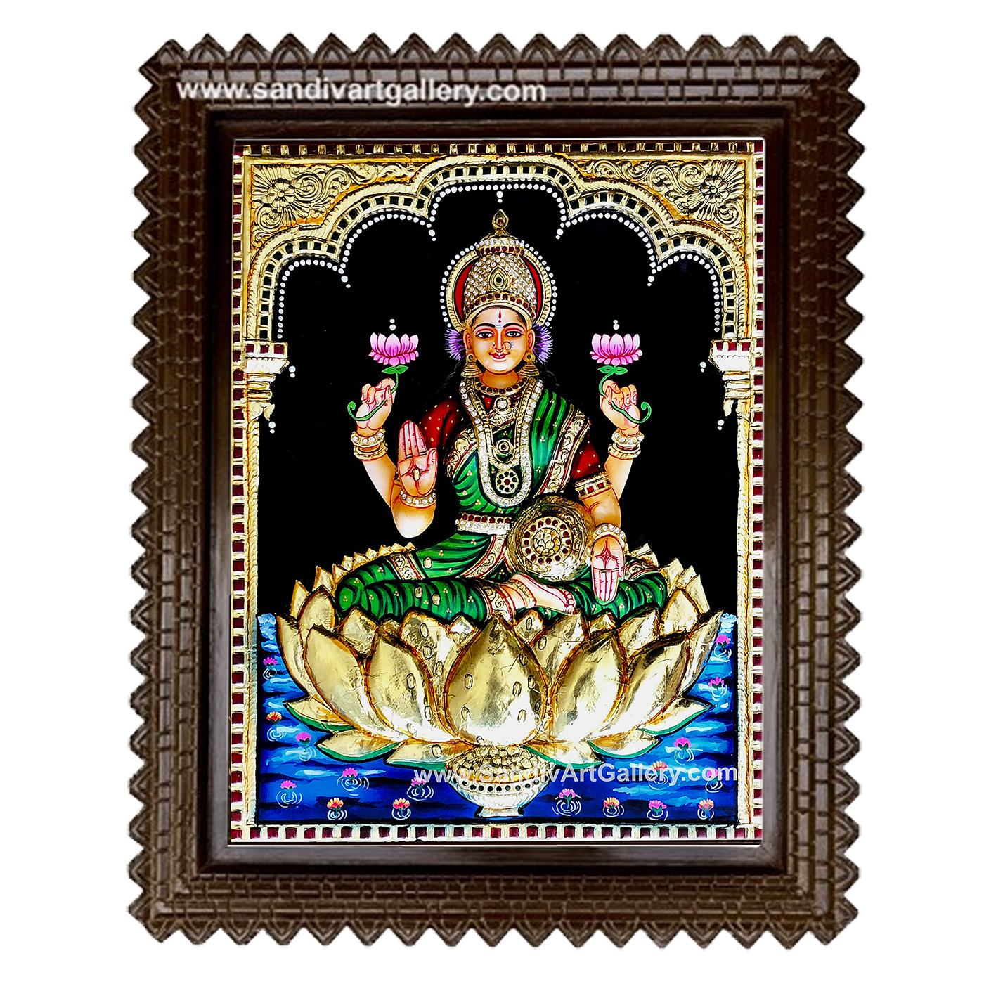 Goddess Lakshmi Devi 3D Embossed Tanjore Painting