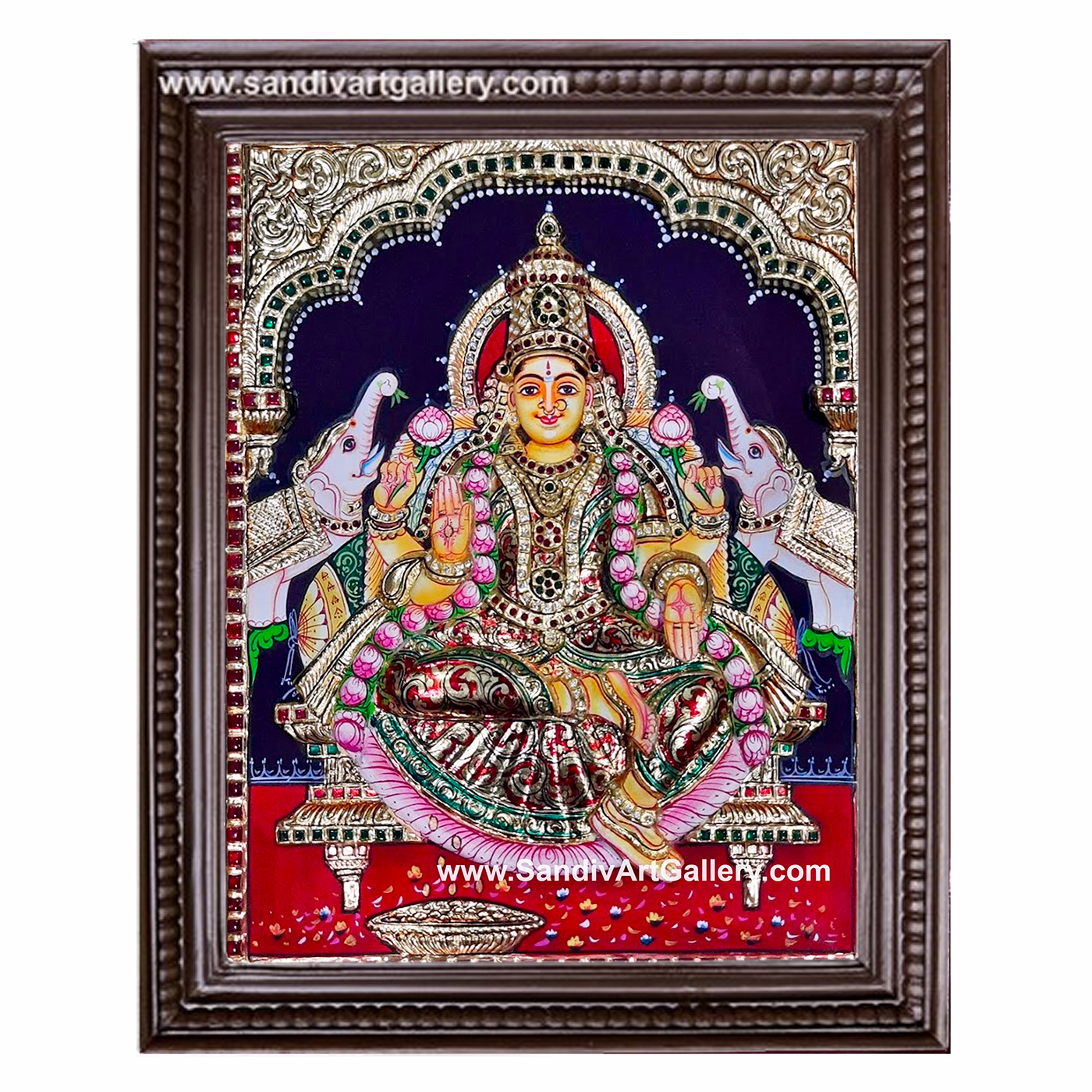 Gajalakshmi 3D Super Embossed Tanjore Painting