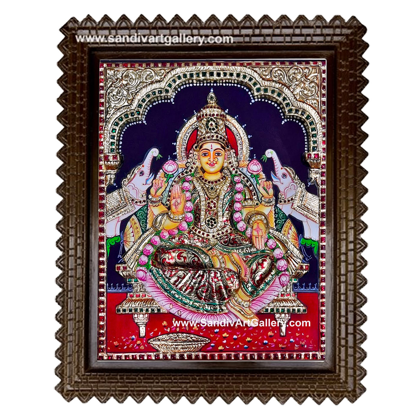 Gajalakshmi 3D Super Embossed Tanjore Painting