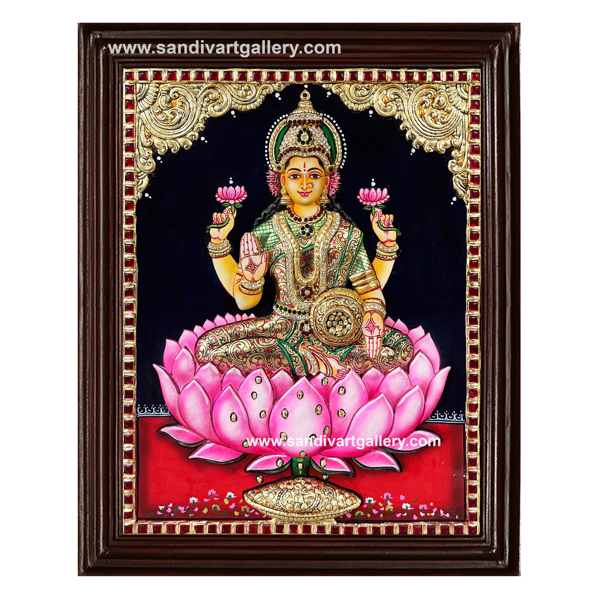 Gajalakshmi 3D Super Embossed Tanjore Painting