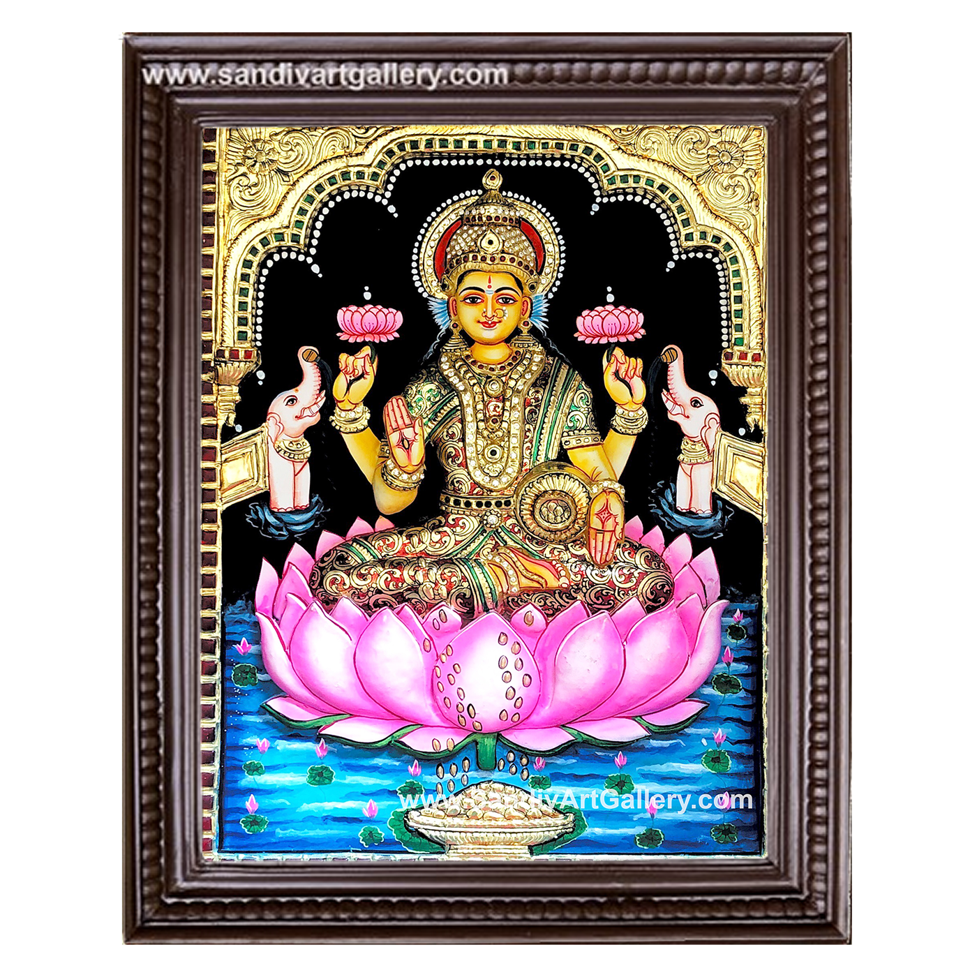 Lakshmi Devi 3D Super Embossed Tanjore Painting