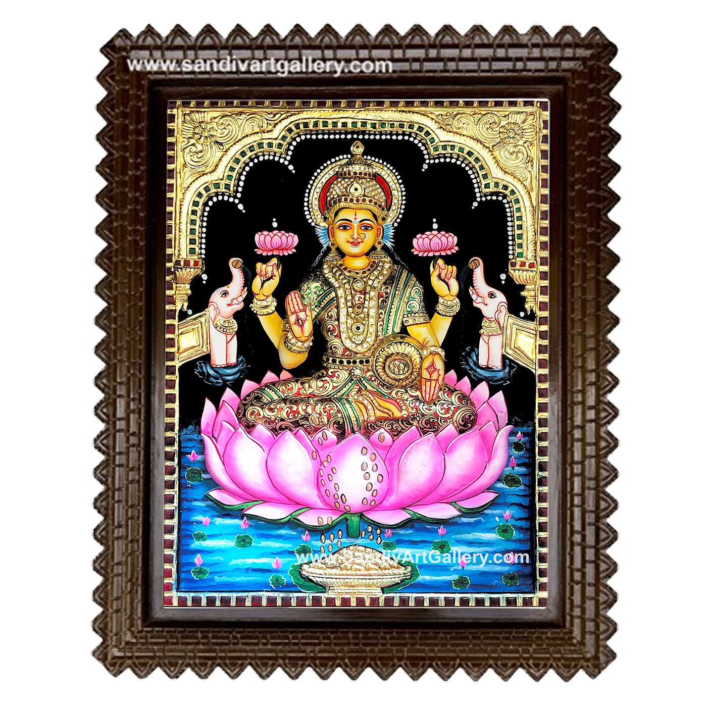 Lakshmi Devi 3D Super Embossed Tanjore Painting